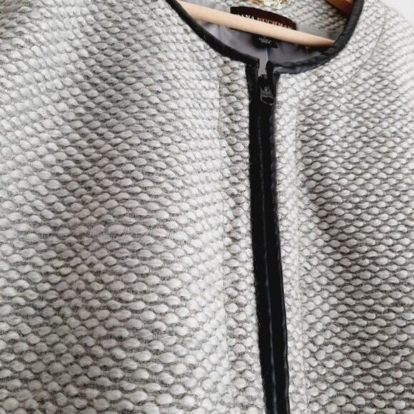 DANA BUCHMAN Wool Blend Textured Full-zip Blazer Jacket Grey Sz L - Picture 5 of 14
